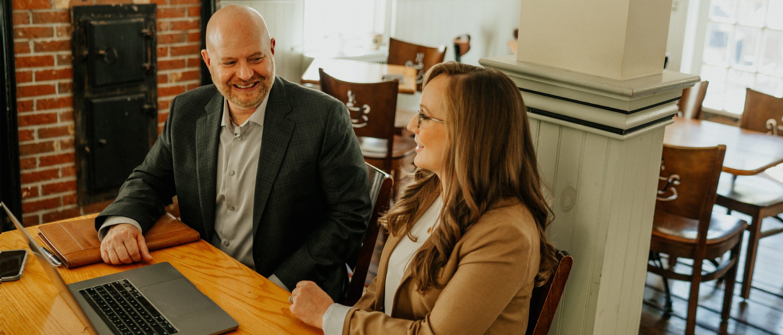 Services at Great Oak - Jim and Gillian in discussion