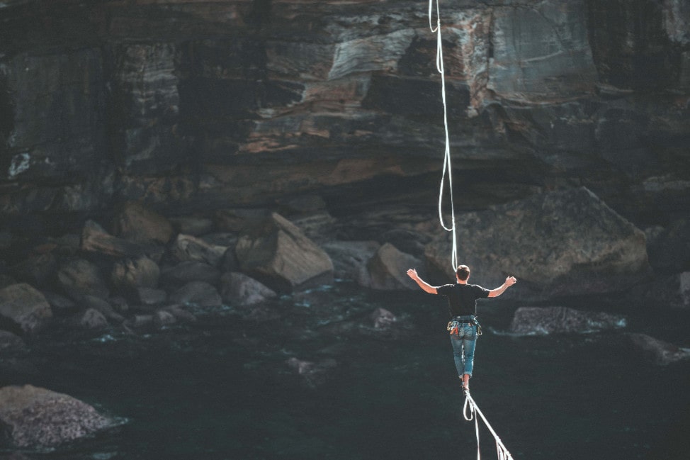 Investment Risk - picture of slacklining
