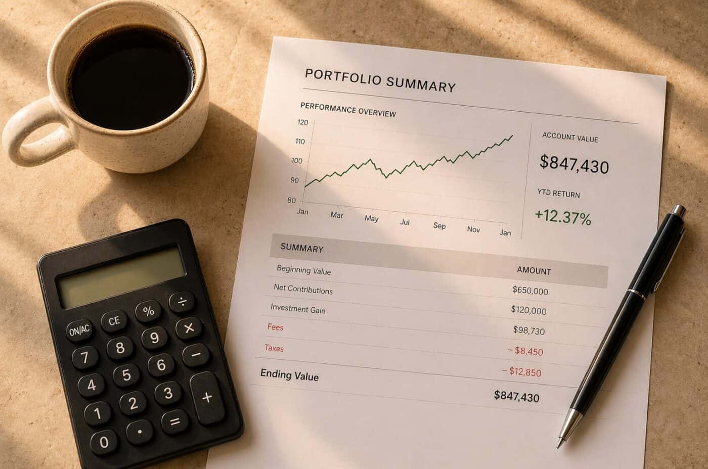 Are investment management fees tax deductible? Pportfolio summary with fees and taxes